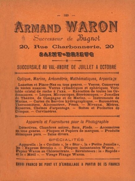 Publicité Waron de 1899